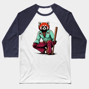 Retro Rebel: 70s Fashion Red panda with baseball batters Baseball T-Shirt